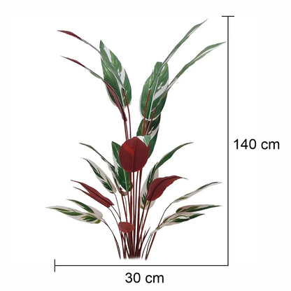 Planta artificiala, Stromanthe Sanguinea fara ghiveci, Naimeed D5619, 140x30 cm, Alb