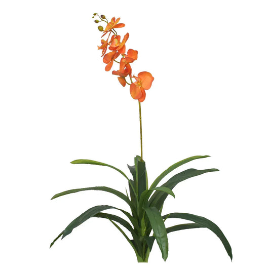 Floare artificiala, Orhidee fara ghiveci, Naimeed D5623, 105x60 cm, Portocaliu