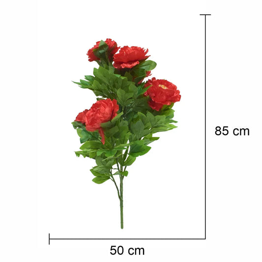 Floare artificiala, Bujor Chinezesc fara ghiveci, Naimeed D5632, 85x50 cm, Rosu