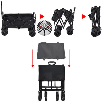 Carucior pliabil de gradina, Naimeed D5660, cadru metalic, maner extensibil, roti silentioase, 87x50x75cm, 80kg, Negru
