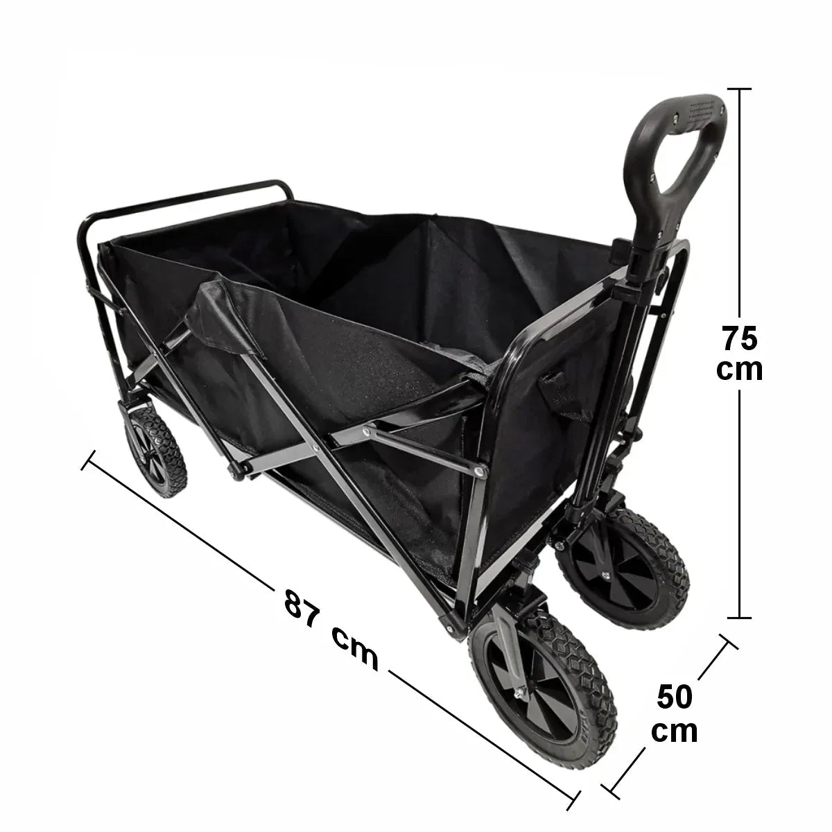 Carucior pliabil de gradina, Naimeed D5660, cadru metalic, maner extensibil, roti silentioase, 87x50x75cm, 80kg, Negru