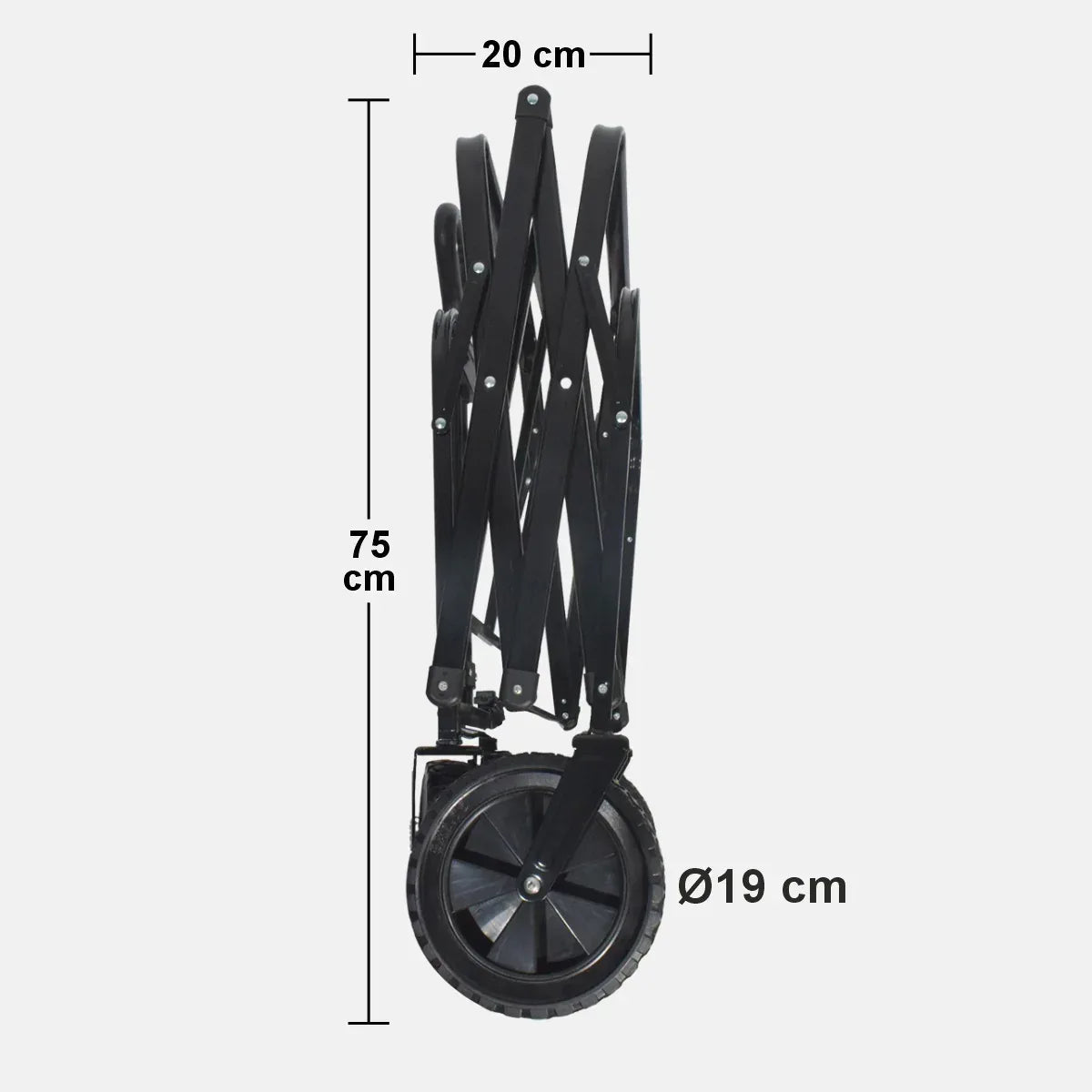 Carucior pliabil de gradina, Naimeed D5660, cadru metalic, maner extensibil, roti silentioase, 87x50x75cm, 80kg, Negru