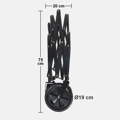 Carucior pliabil de gradina, Naimeed D5660, cadru metalic, maner extensibil, roti silentioase, 87x50x75cm, 80kg, Negru