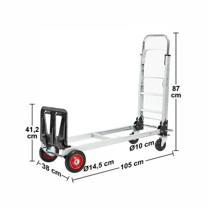 Carucior marfa cu platforma, Naimeed D5661, manevrabil in 2 pozitii, pliabil, 38x105x87cm, 100kg, Aluminiu