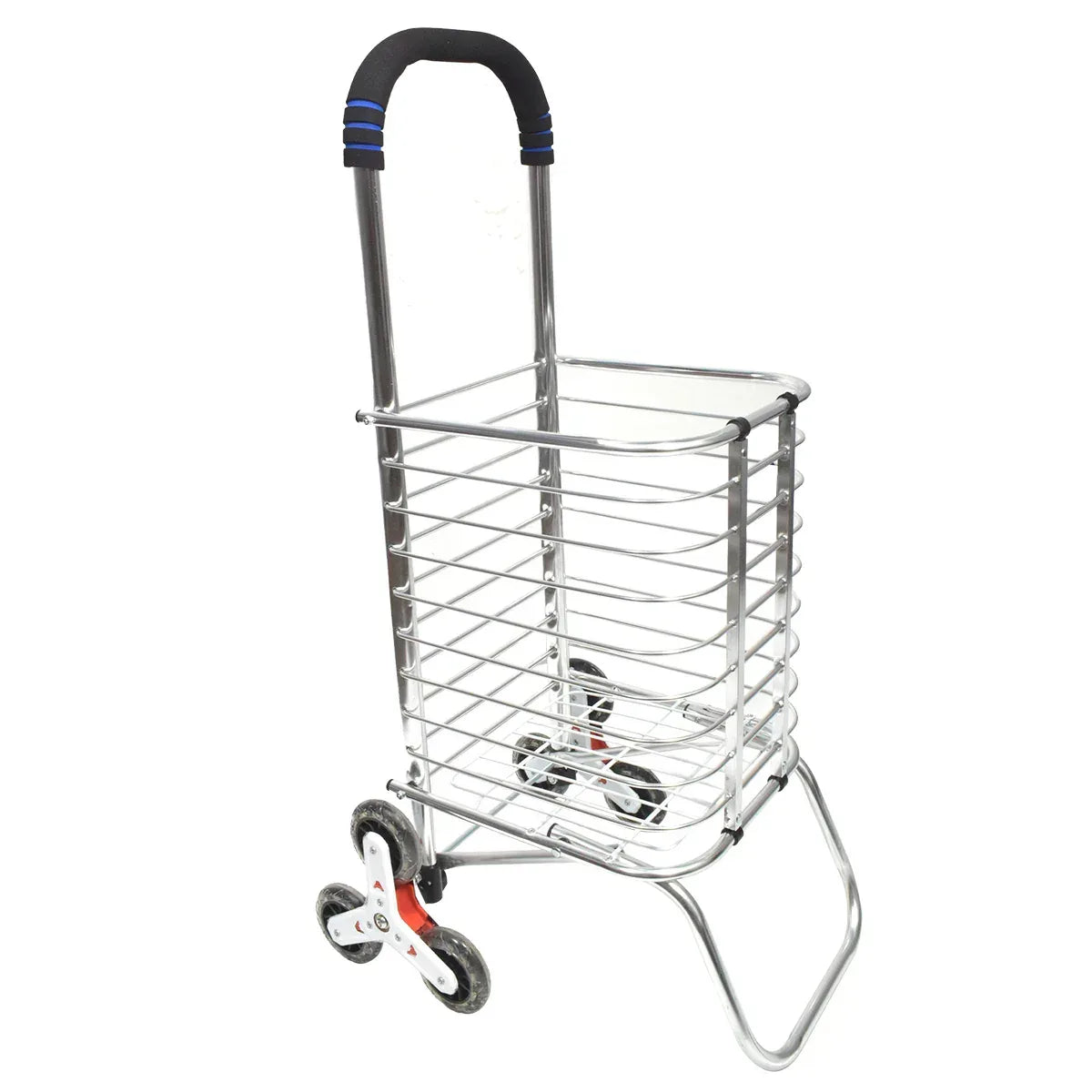 Carucior de piata pliabil, din aluminiu, Naimeed D5663, 6 roti, 30 L, 50x39x91 cm, 20kg, Argintiu