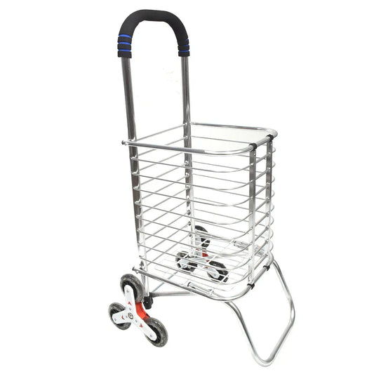 Carucior de piata pliabil, din aluminiu, Naimeed D5663, 6 roti, 30 L, 50x39x91 cm, 20kg, Argintiu