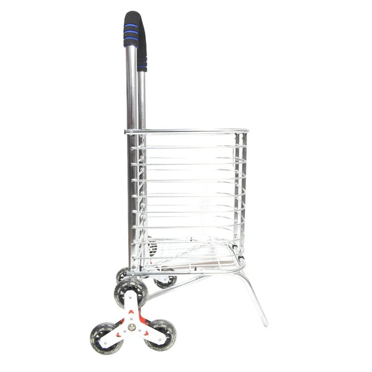 Carucior de piata pliabil, din aluminiu, Naimeed D5663, 6 roti, 30 L, 50x39x91 cm, 20kg, Argintiu