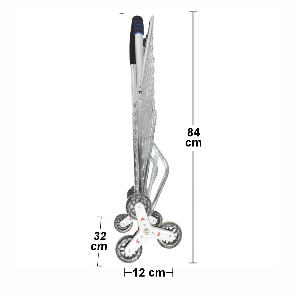 Carucior de piata pliabil, din aluminiu, Naimeed D5663, 6 roti, 30 L, 50x39x91 cm, 20kg, Argintiu