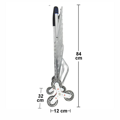 Carucior de piata pliabil, din aluminiu, Naimeed D5663, 6 roti, 30 L, 50x39x91 cm, 20kg, Argintiu