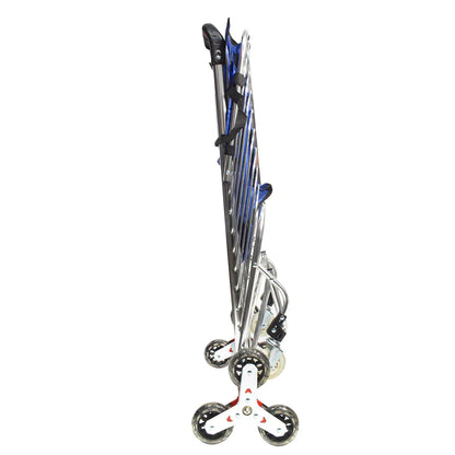 Carucior de piata pliabil, din aluminiu, Naimeed D5664, 8 roti silentioase, 30 L, 47x38x90cm, 20kg, Albastru
