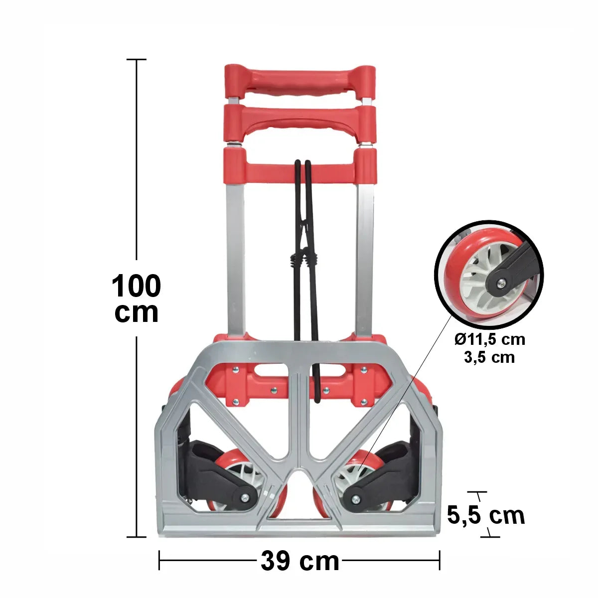 Carucior marfa cu platforma, Naimeed D5669, pliabil, inaltime reglabila, roti silentioase, 40x39x100cm, 70kg, Rosu