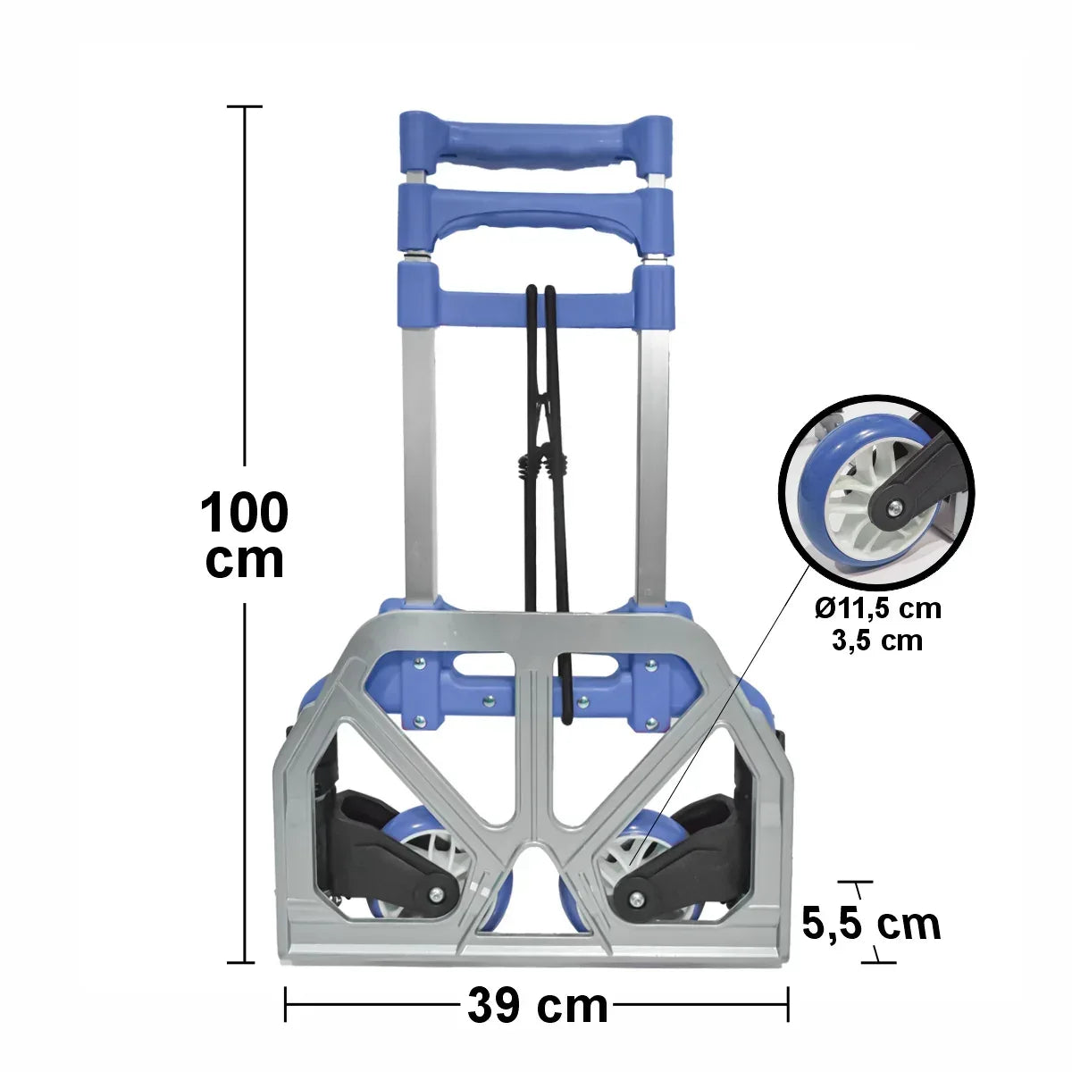 Carucior marfa cu platforma, Naimeed D5670, pliabil, inaltime reglabila, roti silentioase, 40x39x100cm, 70kg, Albastru