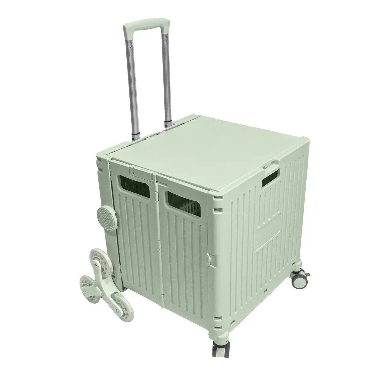 Carucior pliabil, Naimeed D5673, 8 roti, sistem blocare si rulare lina, maner extensibil, capac retractabil, 45 L, 30kg, 43x40x48cm, Turcoaz