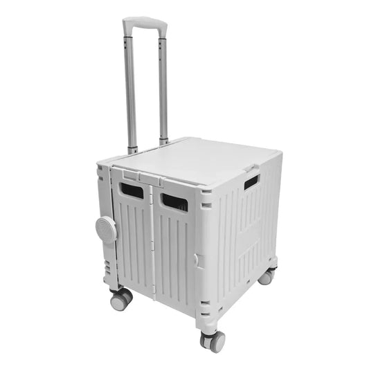 Carucior pliabil, Naimeed D5676, sistem blocare, maner extensibil, capac retractabil, 30 L, 30kg, 39x35x48cm, Alb