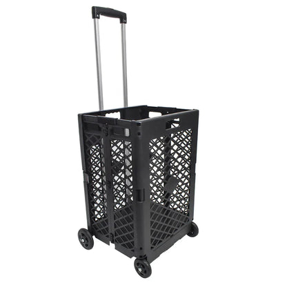 Carucior de cumparaturi pliabil, Naimeed D5678, maner extensibil, 45L, 25kg, 98x38x32cm, Negru