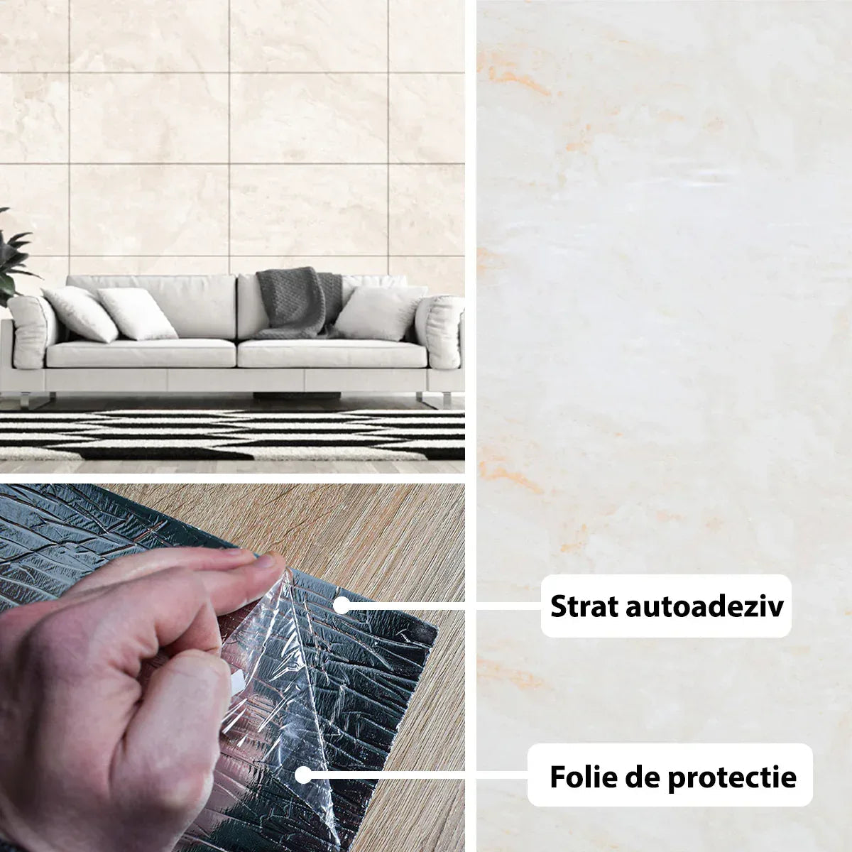 Rola panou autoadeziv, Naimeed D5680, design modern, 2mm grosime, 60x300cm, Crem