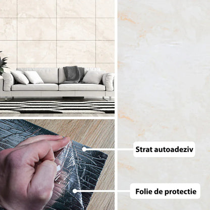 Rola panou autoadeziv, Naimeed D5680, design modern, 2mm grosime, 60x300cm, Crem