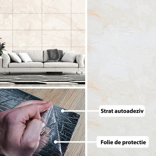 Rola panou autoadeziv, Naimeed D5680, design modern, 2mm grosime, 60x300cm, Crem