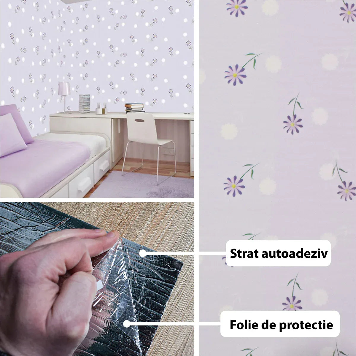 Rola panou autoadeziv, Naimeed D5688, design modern, 2mm grosime, 60x300cm, Mov