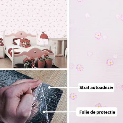 Rola panou autoadeziv, Naimeed D5689, design modern, 2mm grosime, 60x300cm, Roz