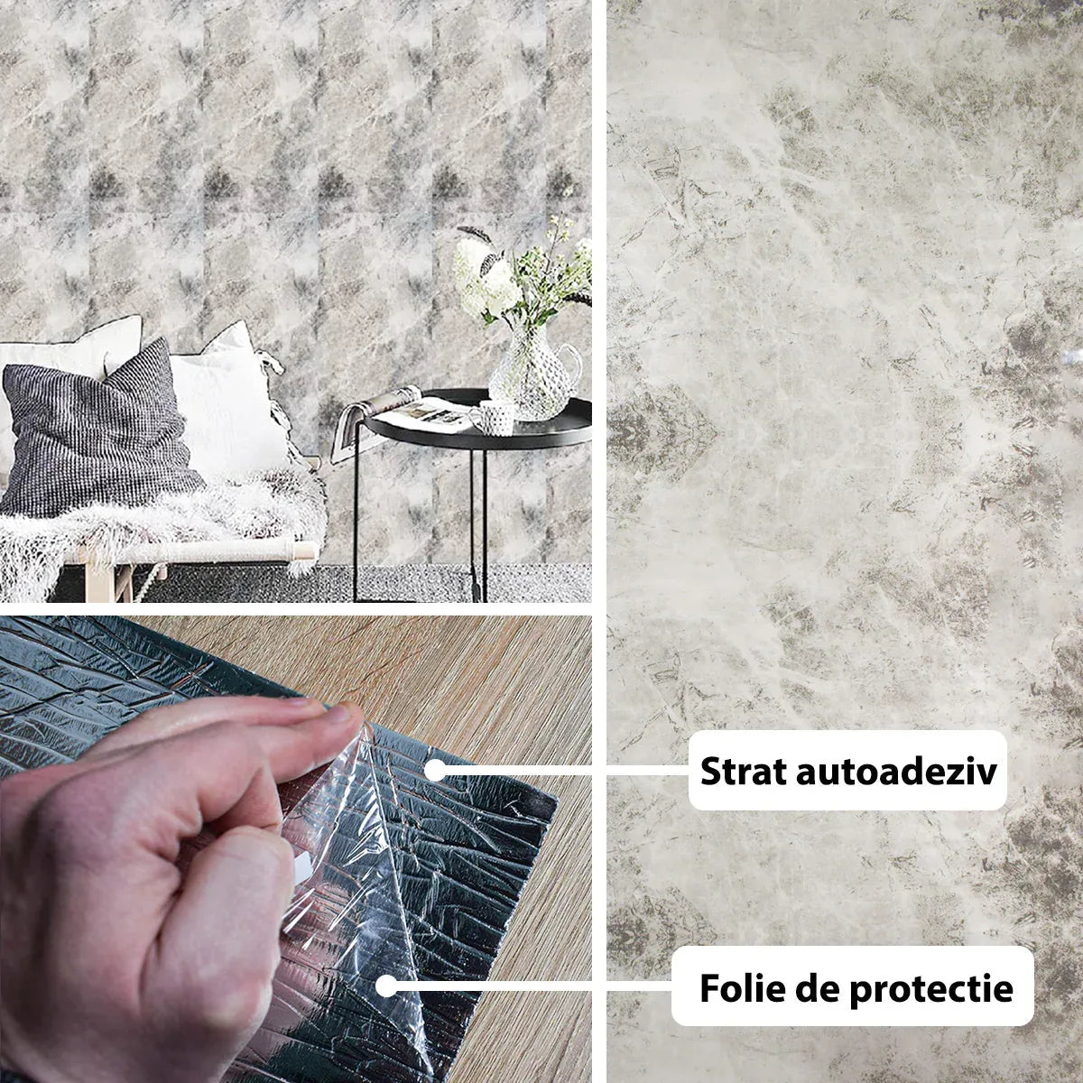 Rola panou autoadeziv, Naimeed D5696, design modern, 2mm grosime, 60x300cm, Gri