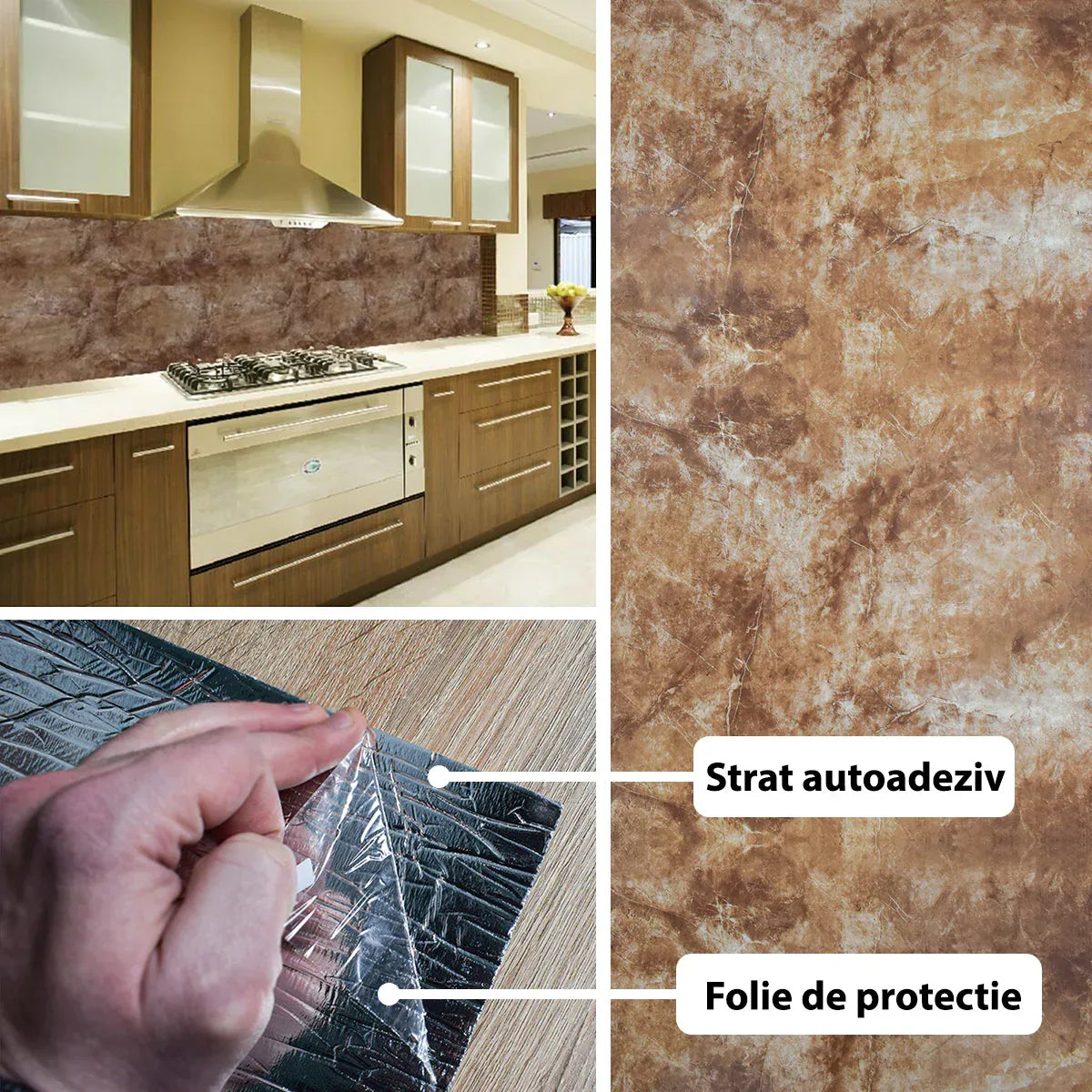 Rola panou autoadeziv, Naimeed D5699, design modern, 2mm grosime, 60x300cm, Maro