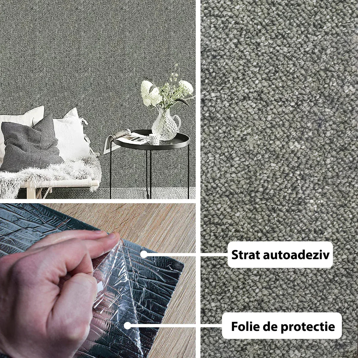 Rola panou autoadeziv, Naimeed D5701, design modern, 2mm grosime, 60x300cm, Gri