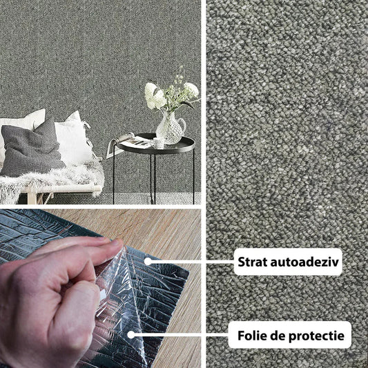 Rola panou autoadeziv, Naimeed D5701, design modern, 2mm grosime, 60x300cm, Gri