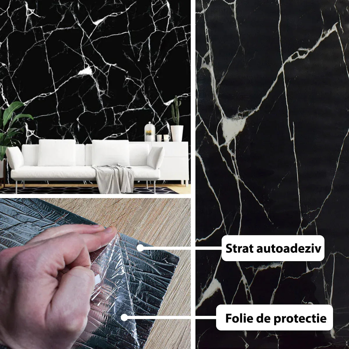 Rola panou autoadeziv, Naimeed D5714, design modern, 2mm grosime, 60x300cm, Negru