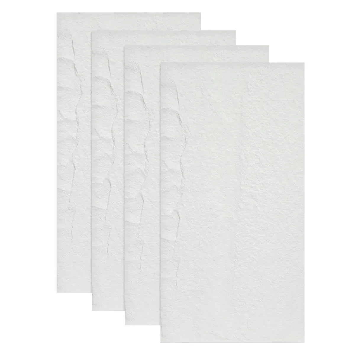 Set 4 x Panou Decorativ 3D, Naimeed D5738, ultrausor, design elegant, PU, 120 x 60 x 3 cm, Alb