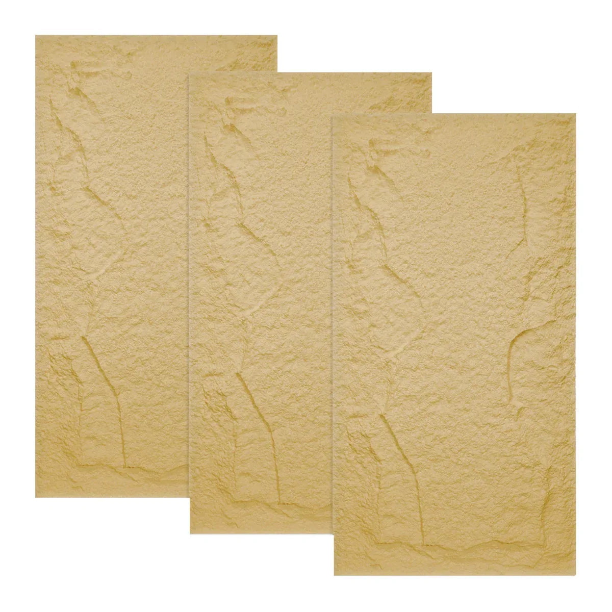 Set 3 x Panou Decorativ 3D, Naimeed D5754, ultrausor, design elegant, PU, 120 x 60 x 5 cm, Crem