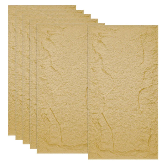 Set 6 x Panou Decorativ 3D, Naimeed D5754, ultrausor, design elegant, PU, 120 x 60 x 5 cm, Crem