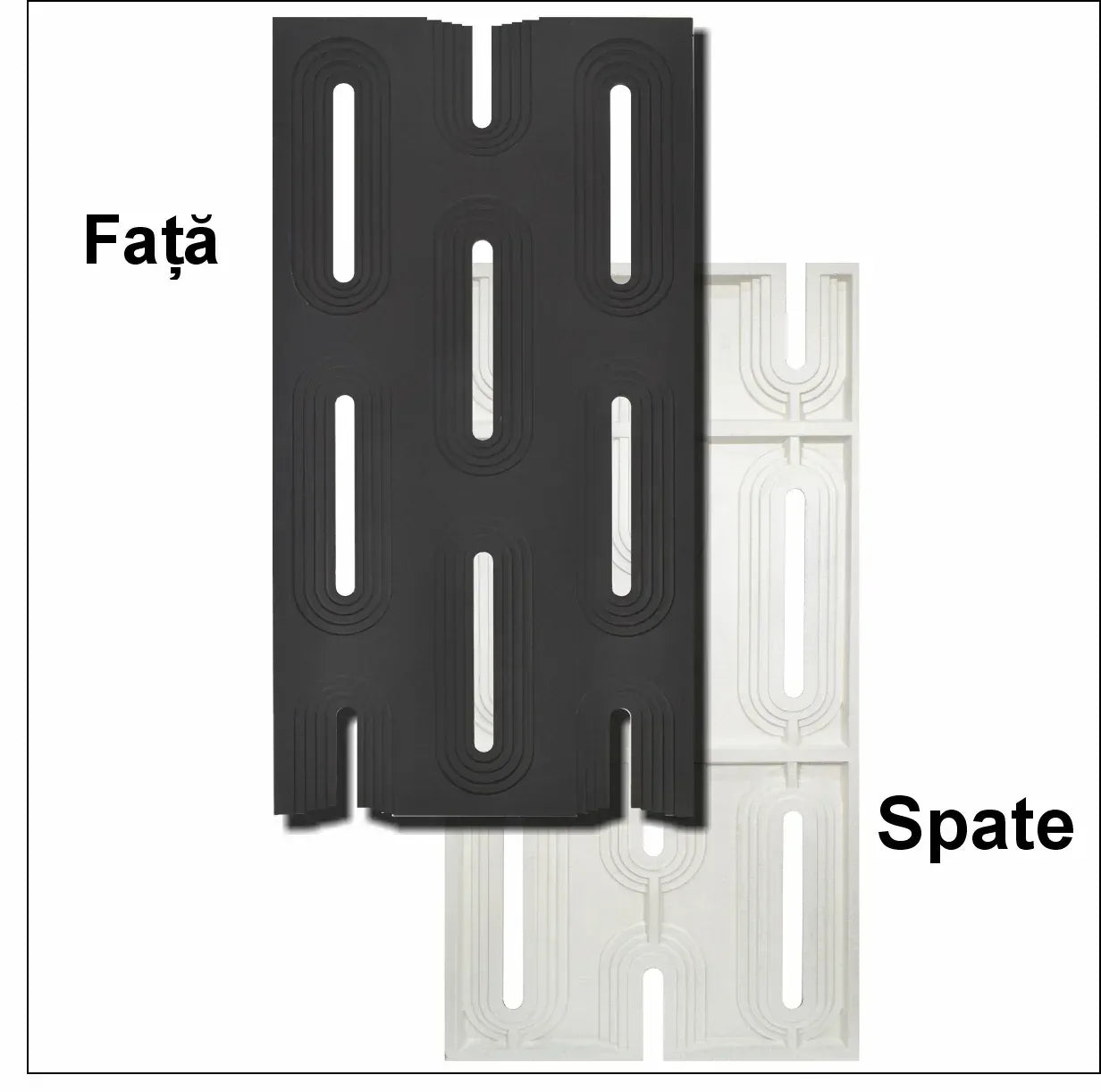 Set 4 x Panou Decorativ 3D, Naimeed D5765, ultrausor, design elegant, PU, 120 x 60 x 3 cm, Negru