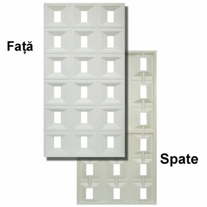 Set 4 x Panou Decorativ 3D, Naimeed D5767, ultrausor, design elegant, PU, 120 x 60 x 3 cm, Alb