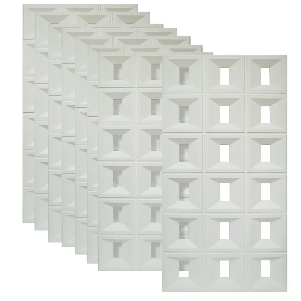 Set 8 x Panou Decorativ 3D, Naimeed D5767, ultrausor, design elegant, PU, 120 x 60 x 3 cm, Alb