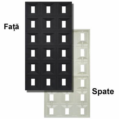 Set 8 x Panou Decorativ 3D, Naimeed D5768, ultrausor, design elegant, PU, 120 x 60 x 3 cm, Negru