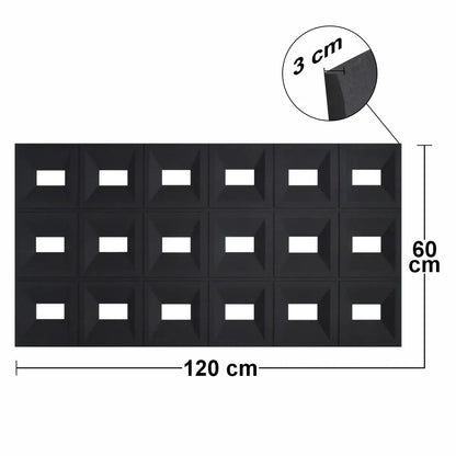 Set 4 x Panou Decorativ 3D, Naimeed D5768, ultrausor, design elegant, PU, 120 x 60 x 3 cm, Negru