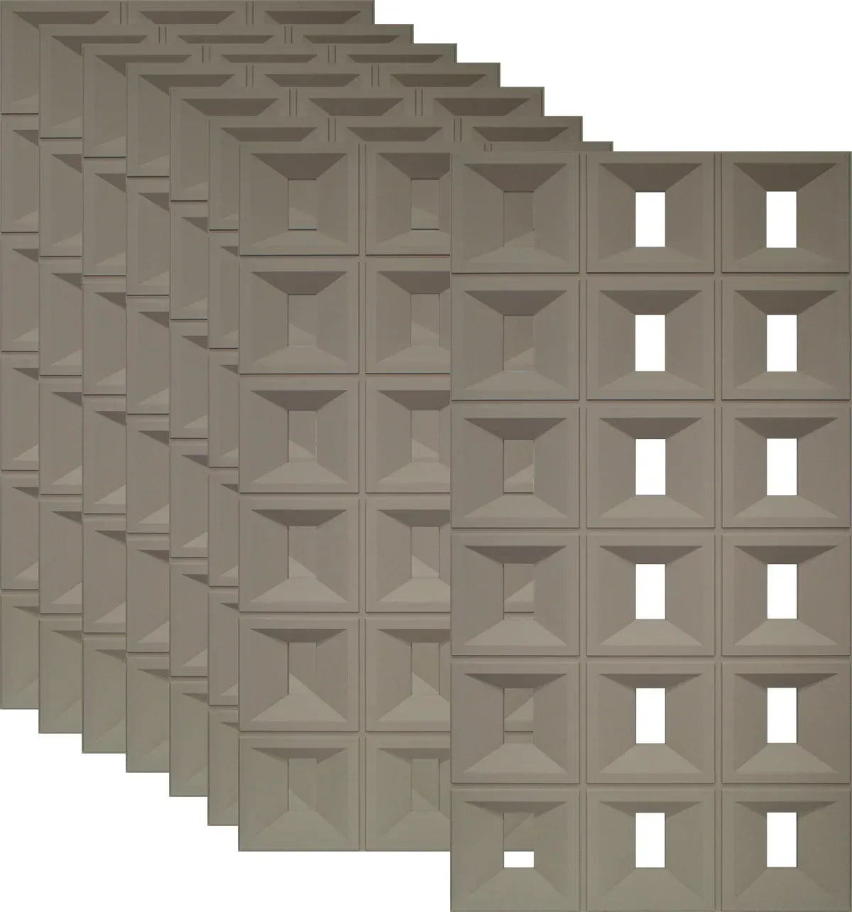 Set 8 x Panou Decorativ 3D, Naimeed D5769, ultrausor, design elegant, PU, 120 x 60 x 3 cm, Maro