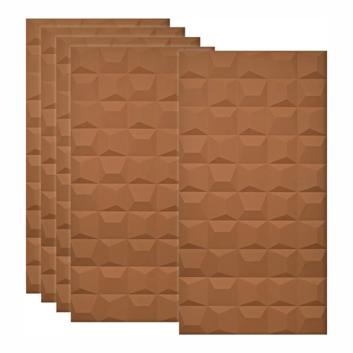 Set 5 x Panou Decorativ 3D, Naimeed D5771, ultrausor, design elegant, PU, 120 x 60 x 2.5 cm, Caramiziu