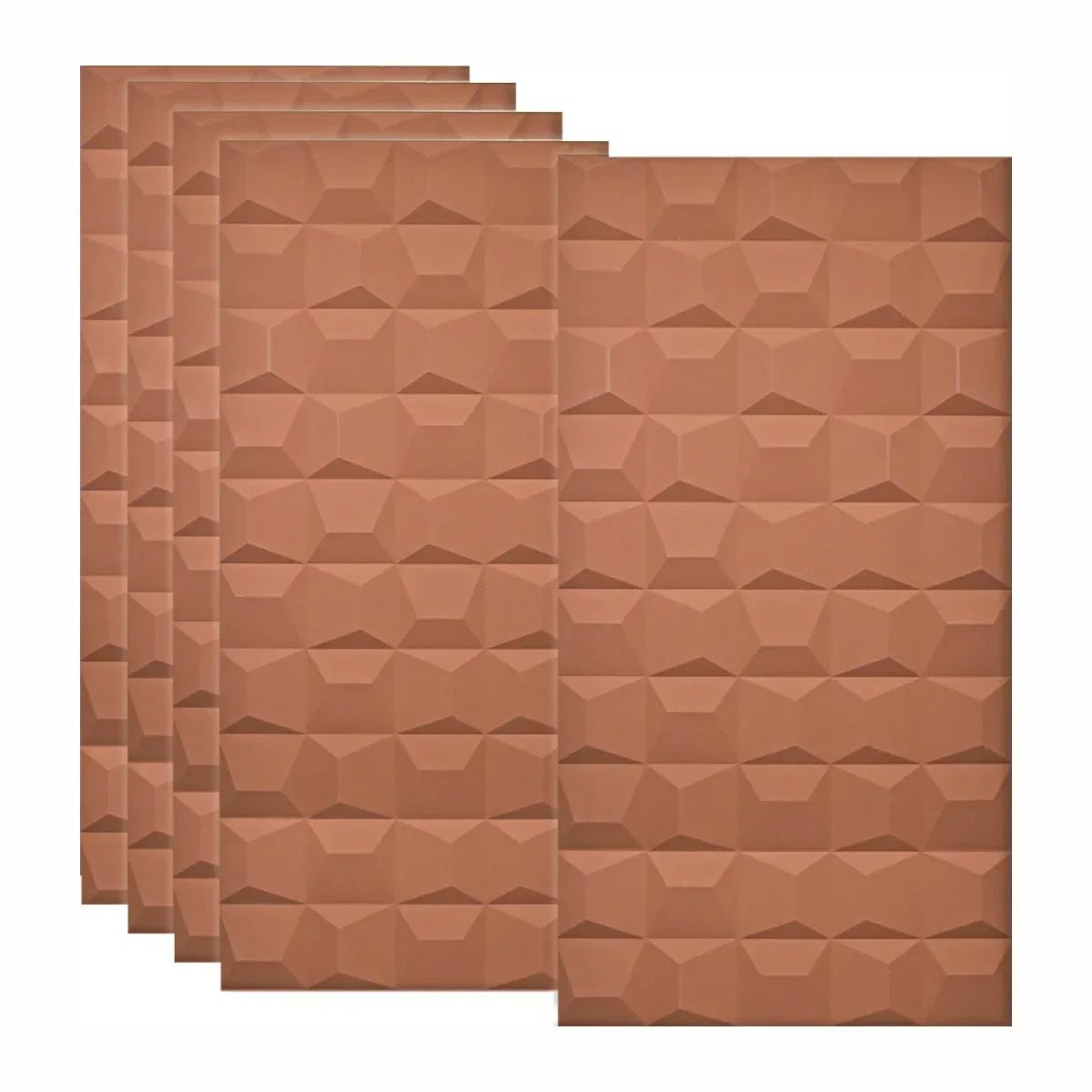 Set 5 x Panou Decorativ 3D, Naimeed D5773, ultrausor, design elegant, PU, 120 x 60 x 2.5 cm, Caramiziu inchis