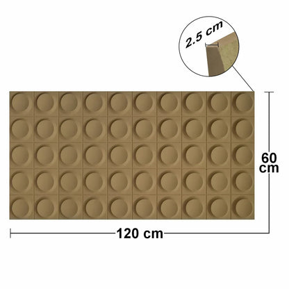 Set 6 x Panou Decorativ 3D, Naimeed D5778, ultrausor, design elegant, PU, 120 x 60 x 2.5 cm, Maro