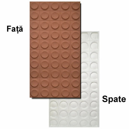 Set 6 x Panou Decorativ 3D, Naimeed D5781, ultrausor, design elegant, PU, 120 x 60 x 2.5 cm, Caramiziu