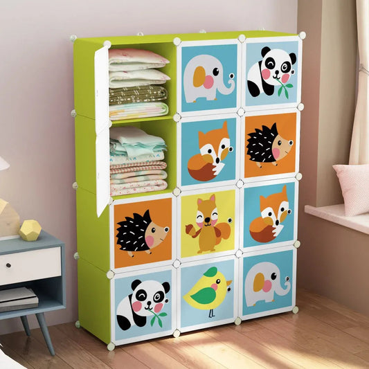 Dulap Modular Copii, 12 Usi, D5801, Verde