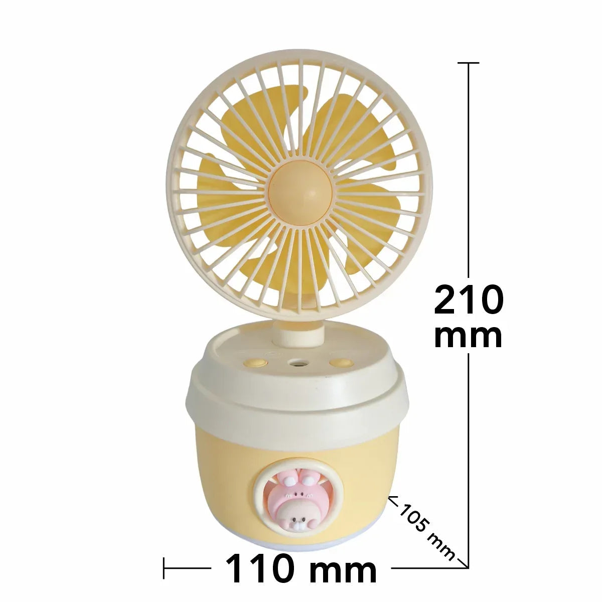 Ventilator si Umidificator, cu acumulator, Naimeed D5835, USB, Galben, 110x210x105mm