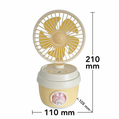 Ventilator si Umidificator, cu acumulator, Naimeed D5835, USB, Galben, 110x210x105mm