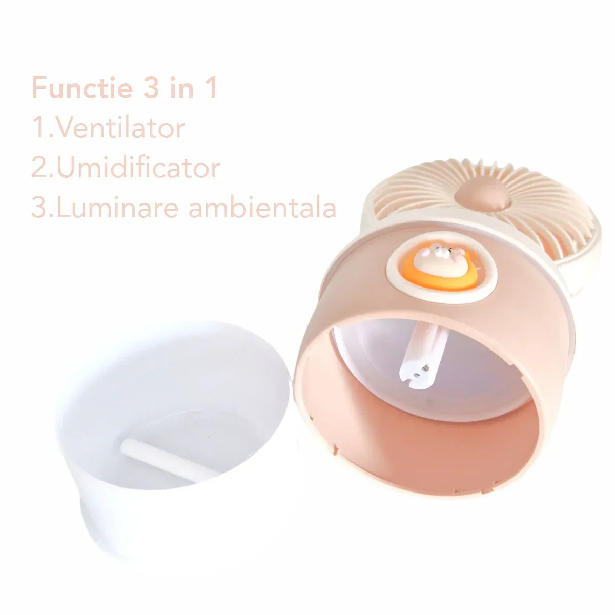 Ventilator si Umidificator, cu acumulator, Naimeed D5836, USB, Portocaliu, 110x210x105mm