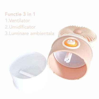 Ventilator si Umidificator, cu acumulator, Naimeed D5836, USB, Portocaliu, 110x210x105mm