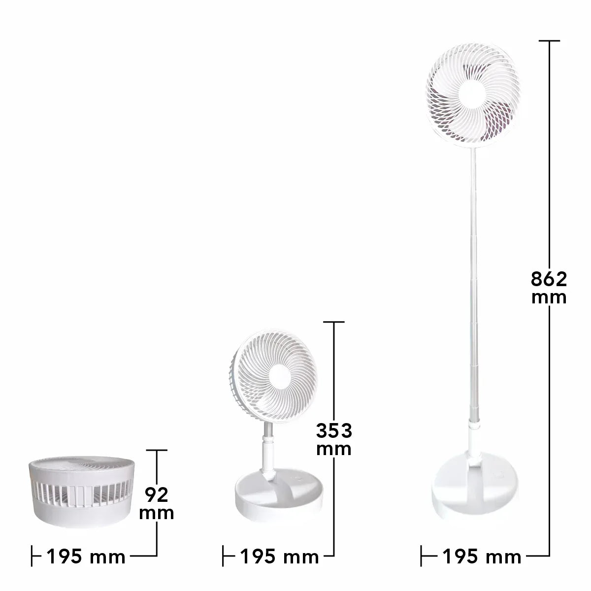 Ventilator, cu acumulator, Naimeed D5837, USB, Alb, 195x862x195mm