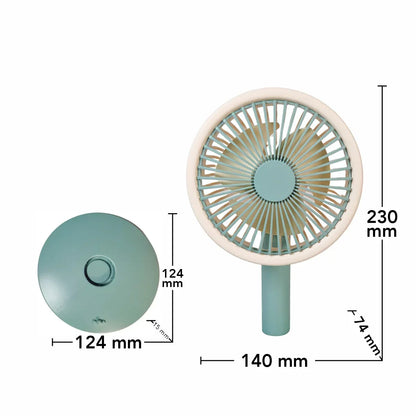 Ventilator, cu acumulator, Naimeed D5843, USB, Turcoaz, 140x230x74mm