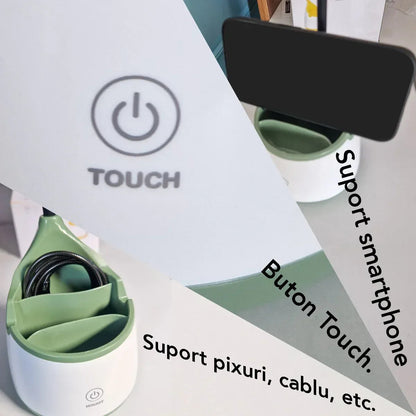 Veioza cu lumina LED, Naimeed D5889, Verde, cu touch, incarcare USB telefon  105x470x105mm